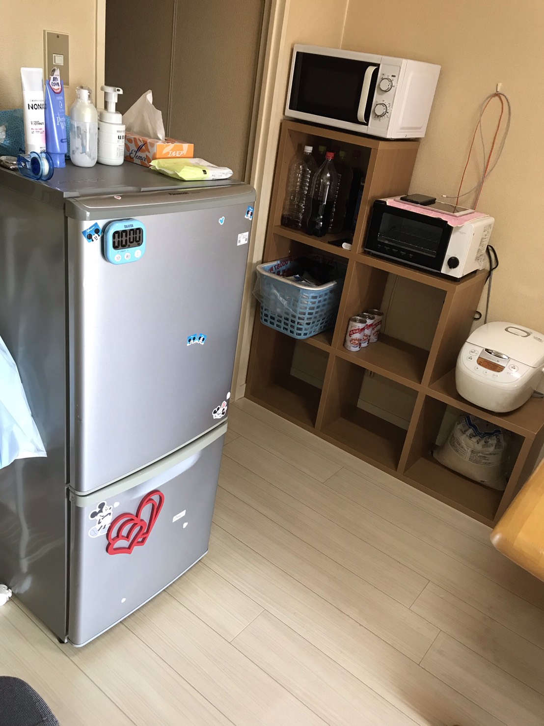 冷蔵庫、セミダブルベット ガスコンロ